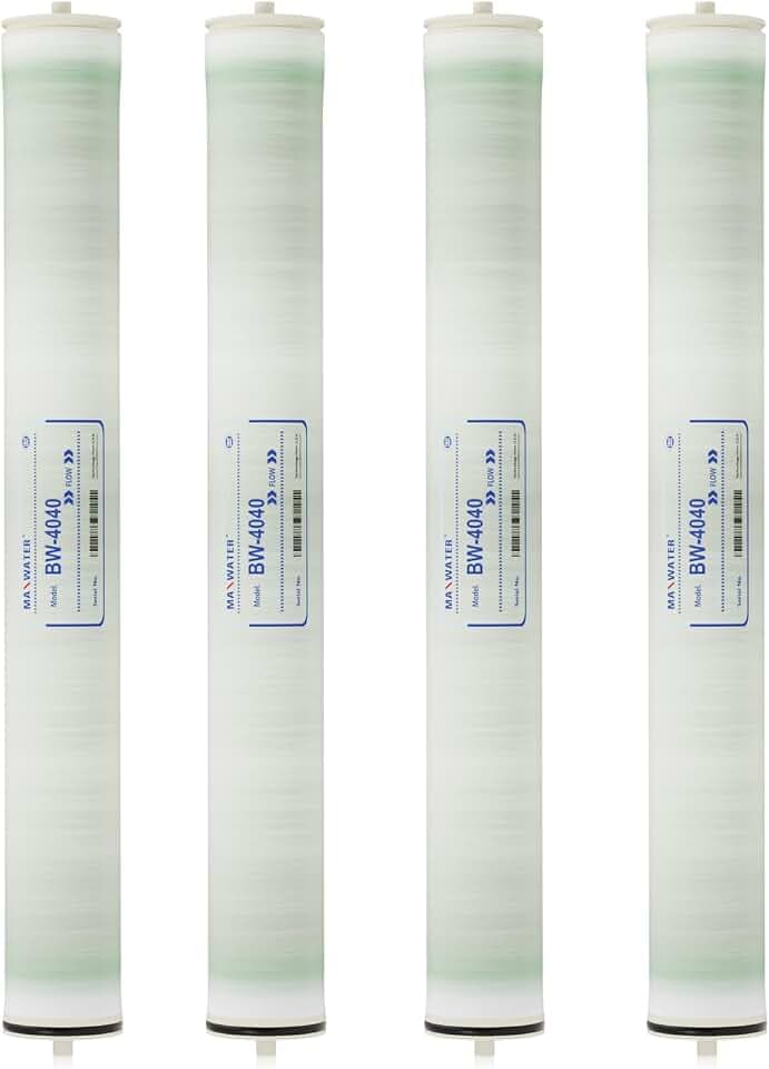 Max Water Brackish Water RO Membrane Element-BW-4040 2400 GPD, Commercial Reverse Osmosis size 4" x 40" good for Industrial, Municipal, Waste Water Re-Use, Car Wash, Whole House etc. (Pack of 4)