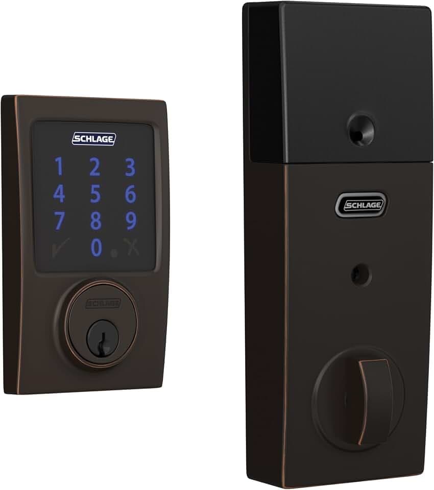 Schlage Connect Smart Deadbolt Lock with Century Trim, Aged Bronze