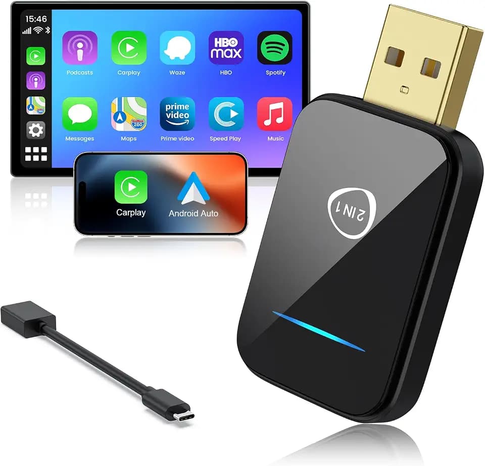 2025 Mini Carplay Wireless Adapter & Android Auto Dongle für iPhone Android,Upgrade Convert Wired to Wireless Car Play Adapter Fit for Factory OEM CarPlay Cars from 2016+,Auto Connect
