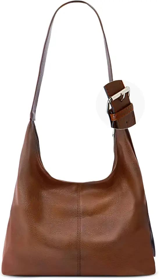 Large Hobo Bag for Women Vegan Leather Slouchy Shoulder Tote with Zipper