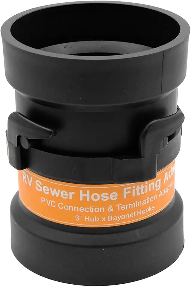 RV Sewer Hose Adapter to PVC, 3" Hub x Bayonet Fitting RV Sewer Termination Adapter Kit, Rotating Rigid Pipe Adapter with Bayonet Hooks, ABS RV Waste Outlet Connection for Sewer Hose & Drain Pipe (1)