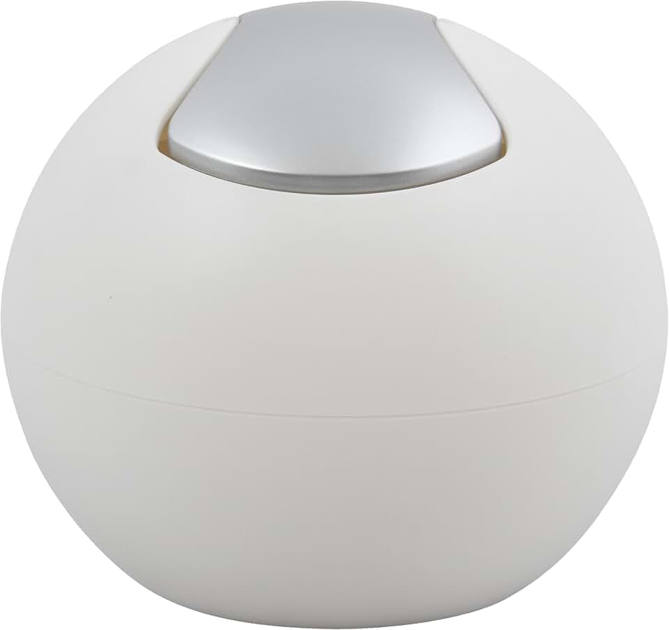 Spirella Kosmetikeimer 1 Liter Abfalleimer Schwingdeckeleimer Tischabfalleimer Bowl Weiß matt, Kunststoff, White Mat