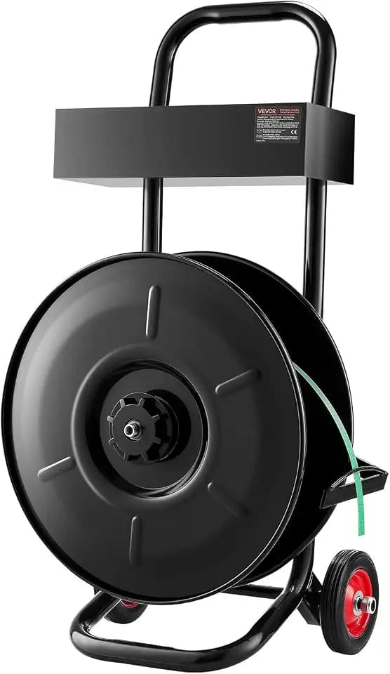 VEVOR Banding Strapping Cart, Fit for PET/PP/Polyester Strapping Coils with 8 inches Core Size, Heavy Duty Strapping Dispenser Equipped with Upgrade Brake System, Built-in Spacious Tray for Tools