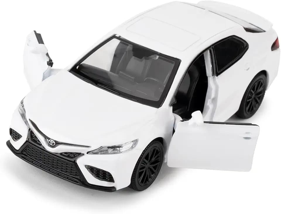 RMZ City 1:36 Camry XSE Car Model, Diecast Pull Back Model Toy Car, Doors Open, Collection Kids Toy for Aged 3 and up, Gift White