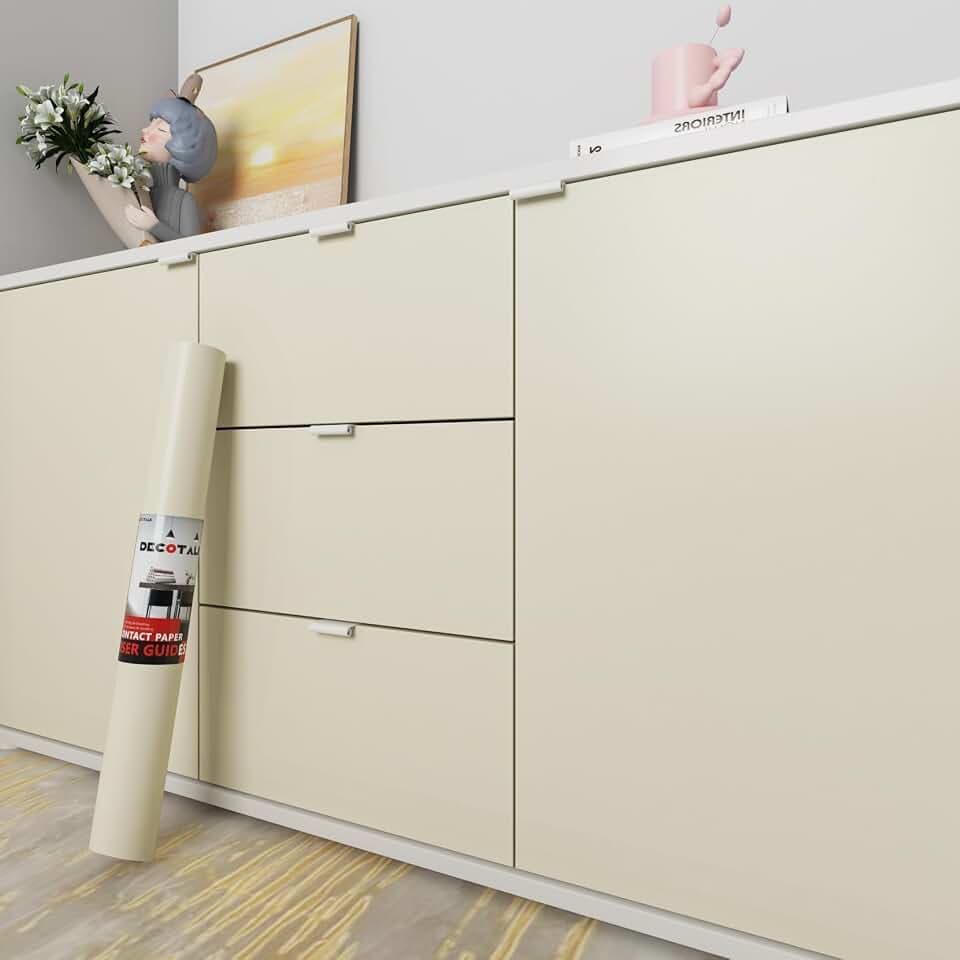 Decotalk Klebefolie Küche Möbel Beige Matt 40X300cm Folie Für Möbel Beige Möbelfolie Selbstklebende Dekofolie Klebefolie Für Schrank Abwaschbar Folie Für Küche Küchenfronten Schlafzimmer Bad