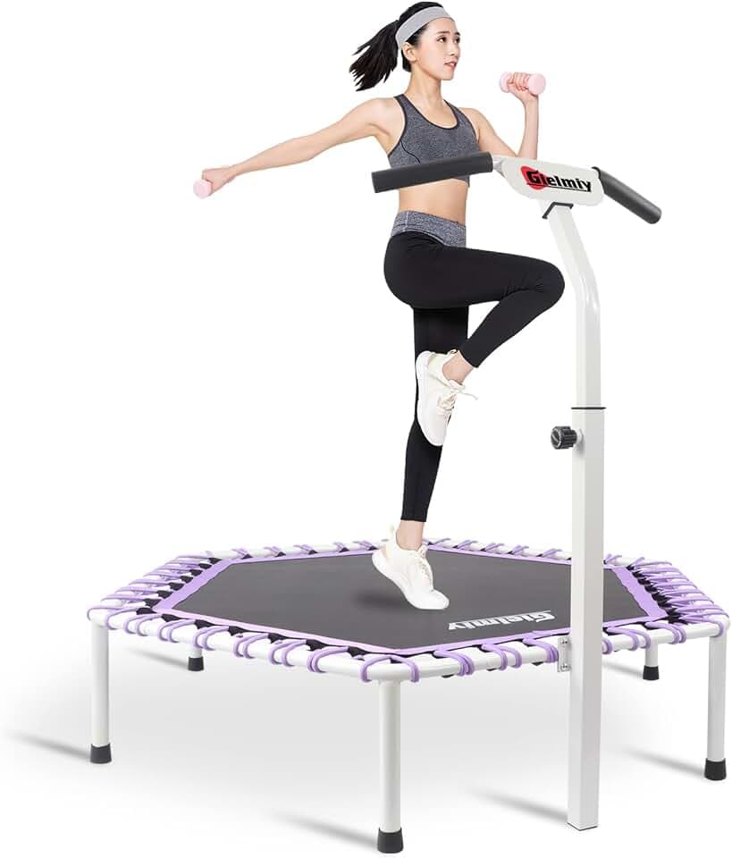 Fitness Trampoline, 48' Silent Mini Trampoline Bungee Rebounder Jumping Cardio Trainer Workout for Adults - Maximum Load 150 kg