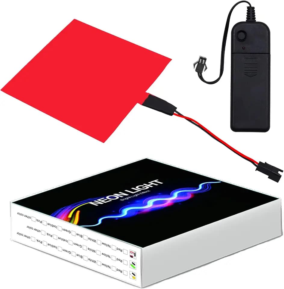 Electroluminescent Panels, EL Panels light, EL Sheets 10 cm x 10 cm (3.93" x 3.93") ON/Slow Flash/Fast Flash,1Pack (1, Red, 10cm*10cm)