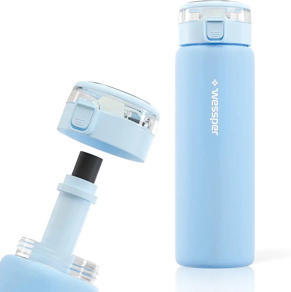 Wessper Wasserfilter Trinkflasche Glas 680 ml, mit filter - Blau