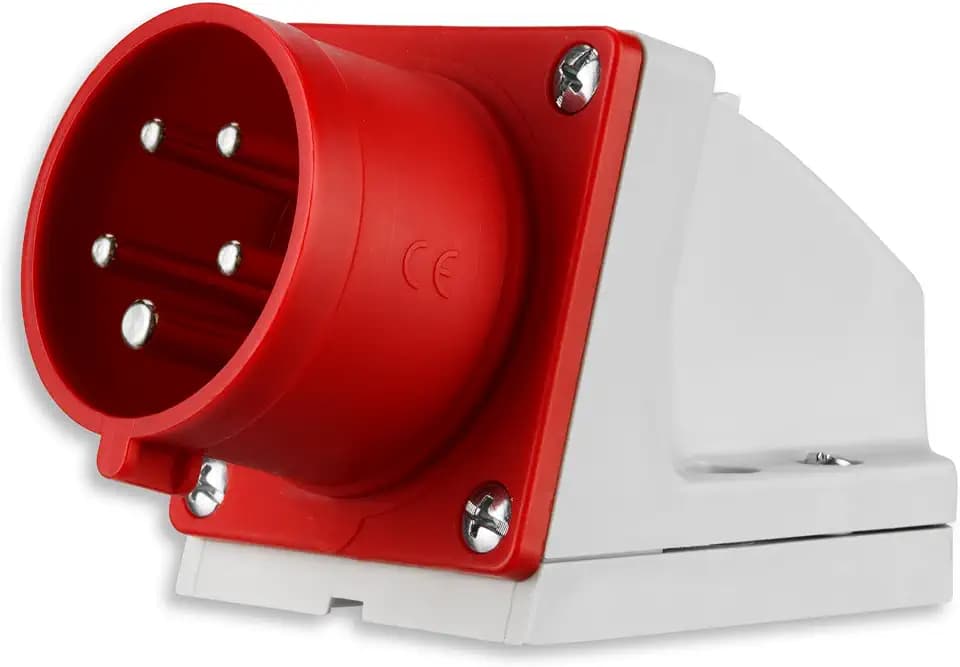 REV CEE Stecker Wandmontage, 400V, 16A, 5-polig, 3P + N + PE, IP44, rot