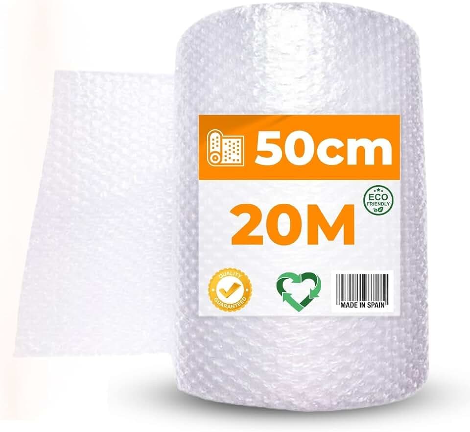 [20 cm Extra] Blasenrolle aus Kunststoff, Verpackung, 20 Meter x 50 cm Breite, Papier, Blasen, Verpackung, 100% recycelbar