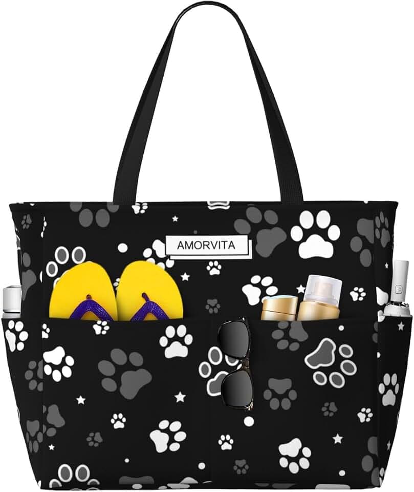 Large Travel Beach Tote Bag with Zipper Pockets Portable Lightweight Gym Bag Picnic Outdoor