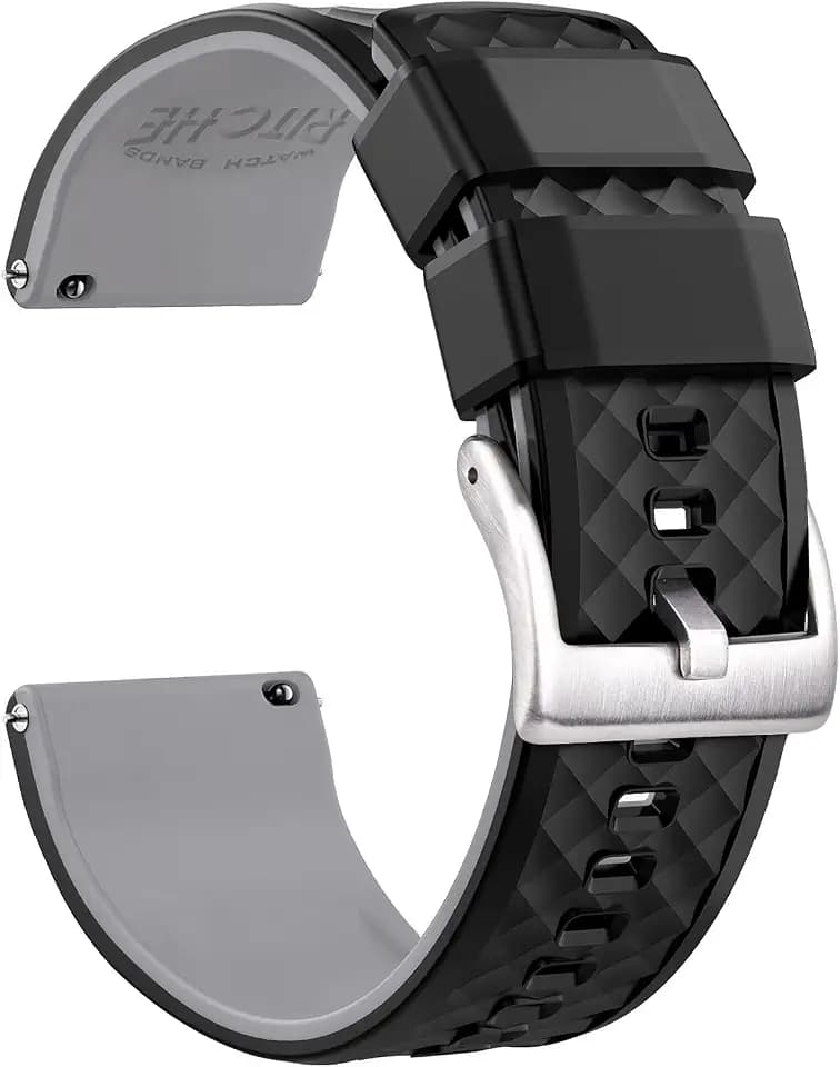 Ritche Christmas Gift Silicone Watch Bands 18mm 20mm 22mm 24mm Quick Release Rubber Watch Bands for Men, White Elephant Gifts, Stocking Stuffers For Men