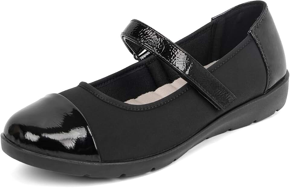 Women’s Orthopedic Mary Jane Flats Round Toe Comfortable Bunions Walking Shoes Dressy Orthotic Work Shoes with Arch Support