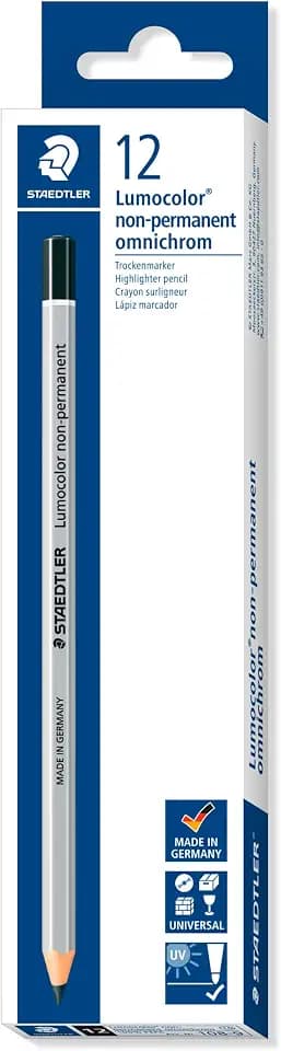 STAEDTLER 108-9 Lumocolor Omnichrom Non-Permanent Pencil - Black (Box of 12