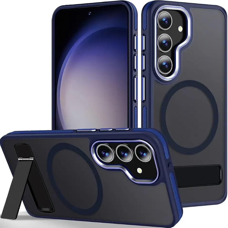 MALEWOLF Magnetic Stand Case for Samsung Galaxy S25, Color Hybrid Cover