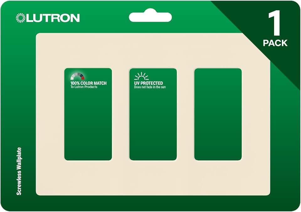 Lutron Claro Light Switch Cover Plate, 3 Gang Wallplate, for Decorator Light Switches, Rocker Light Switch Cover, Outlet Cover, Screwless Switch Plate Cover, Gloss, CW-3-AL, Almond