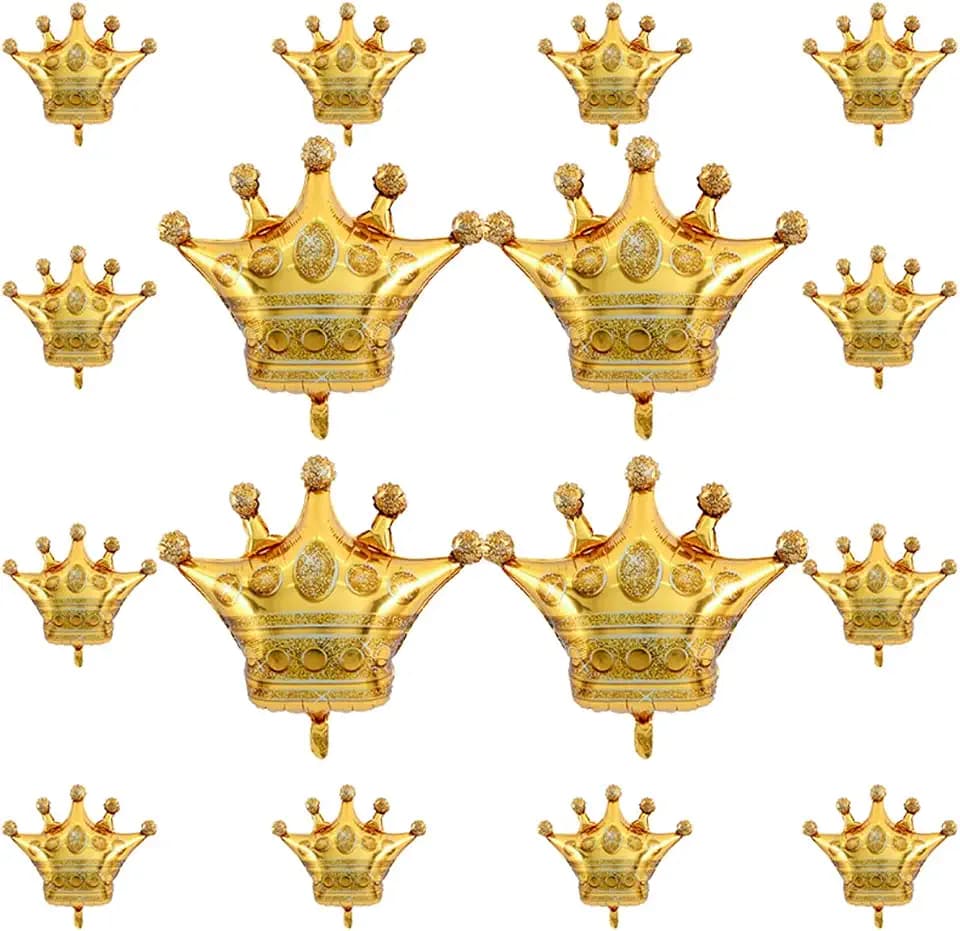 16 Pcs Crown Balloons gold crown balloon for Wedding Party Birthday Baby Shower King Princess Royalty Royal Birthday Decorations