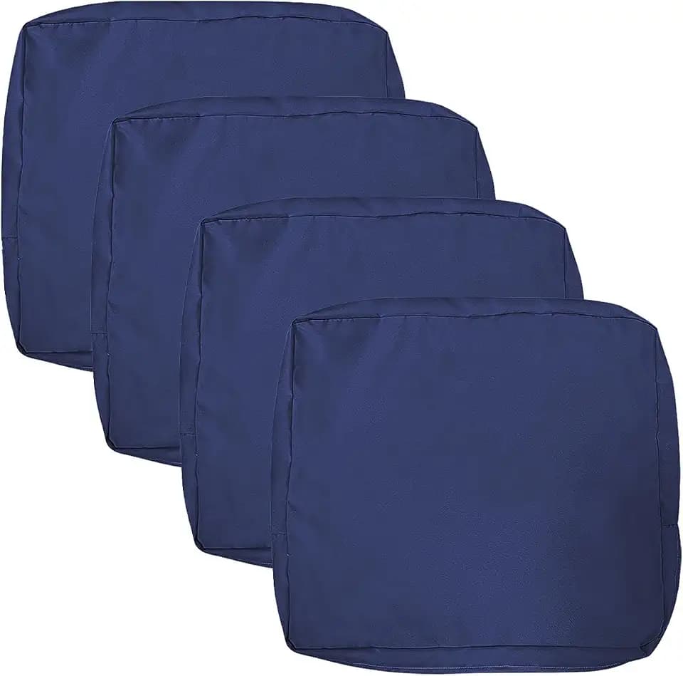 VAKADO Outdoor Patio Furniture Chair Cushion Replacement Covers Set of 4 Waterproof Dark Bule Decorative Cushion Cases Decor for Bench Garden Porch Couch Tent (24"X24"X4")