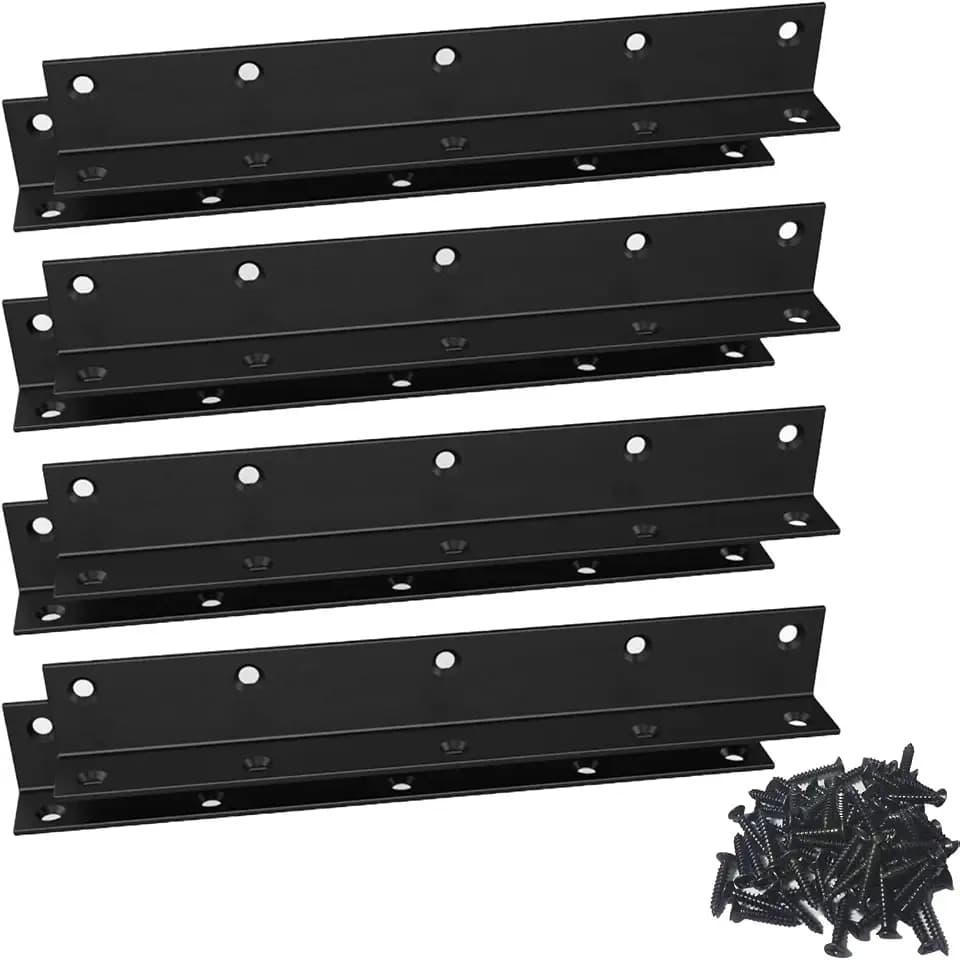 L Bracket,Heavy Duty Corner Brace,Stainless Steel Corner Bracket,Black Large Angle Brackets, Metal Braces for Wood Aufuga (10, 8x1x1)