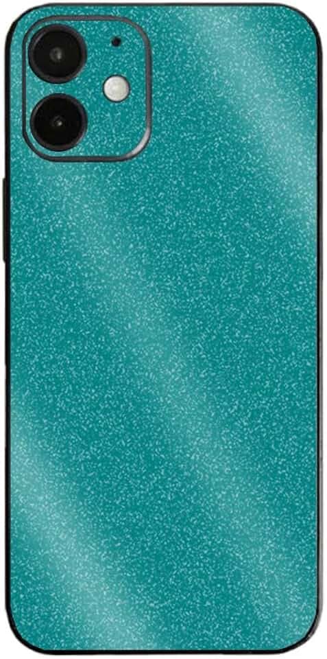 MightySkins Glossy Glitter Skin Compatible With Apple iPhone 12 Mini - Solid Teal | Protective, Durable High-Gloss Glitter Finish | Easy to Apply, Remove, and Change Styles | Made in The USA