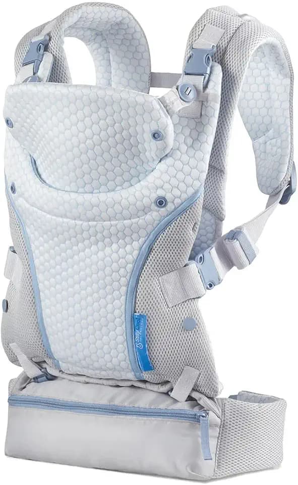 Infantino StayCool 4-in-1 Babytrage, Ergonomisches Design, mit Praktischem Aufbewahrungsfach, Geeignet für Neugeborene und Kleinkinder 3,63–18,14 kg, Grau