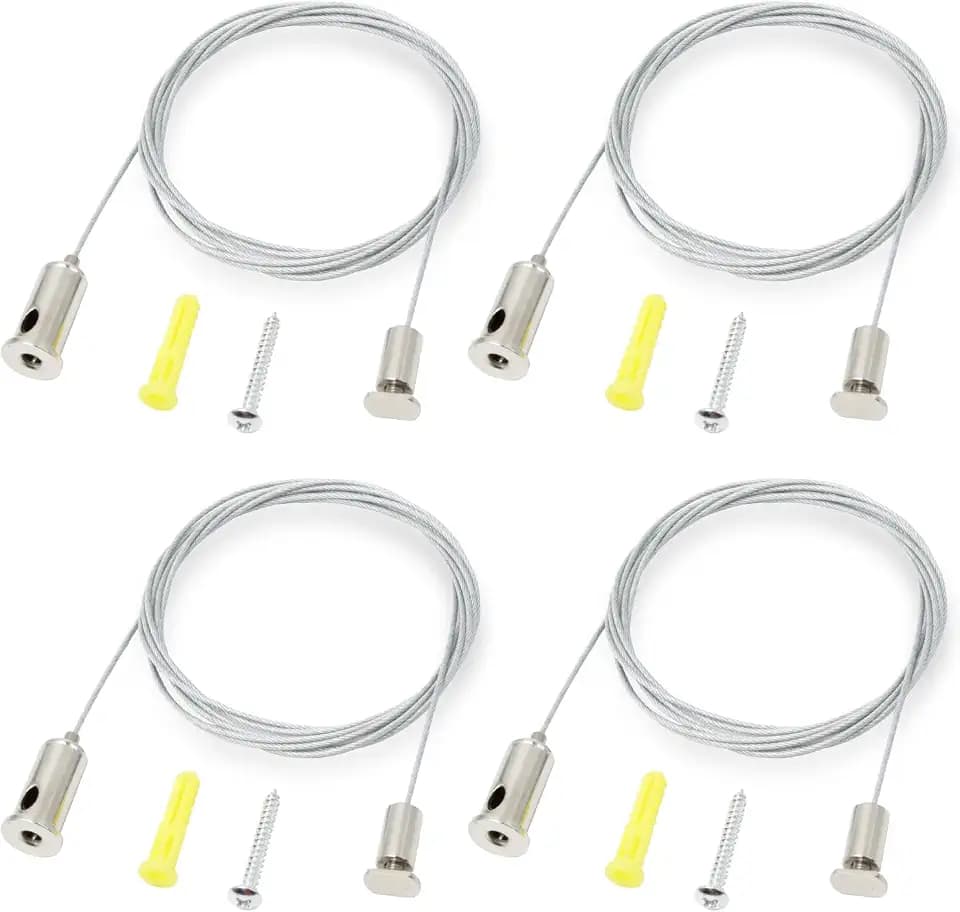 4 Stück 2m × 1,5mm Seilaufhängung Einbauset für LED Panel, Decke