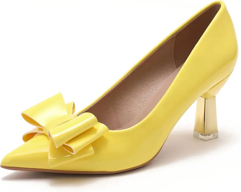 XCM Womens Dress Shoes Comfortable Block Heels Pointed Closed Toe 3 inch Heels for Women Kitten Heel Pumps Wedding Office Party Causal Work