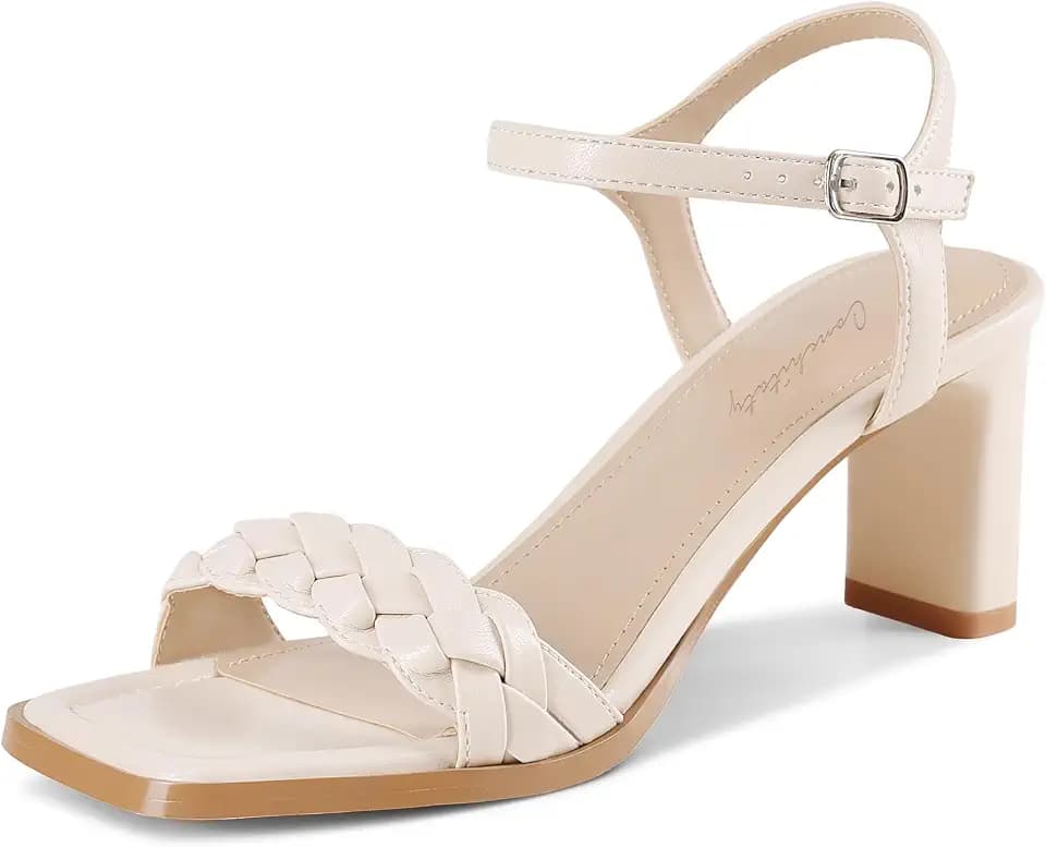 Women’s Strappy Chunky Block Heels Square Toe Dress Sandals