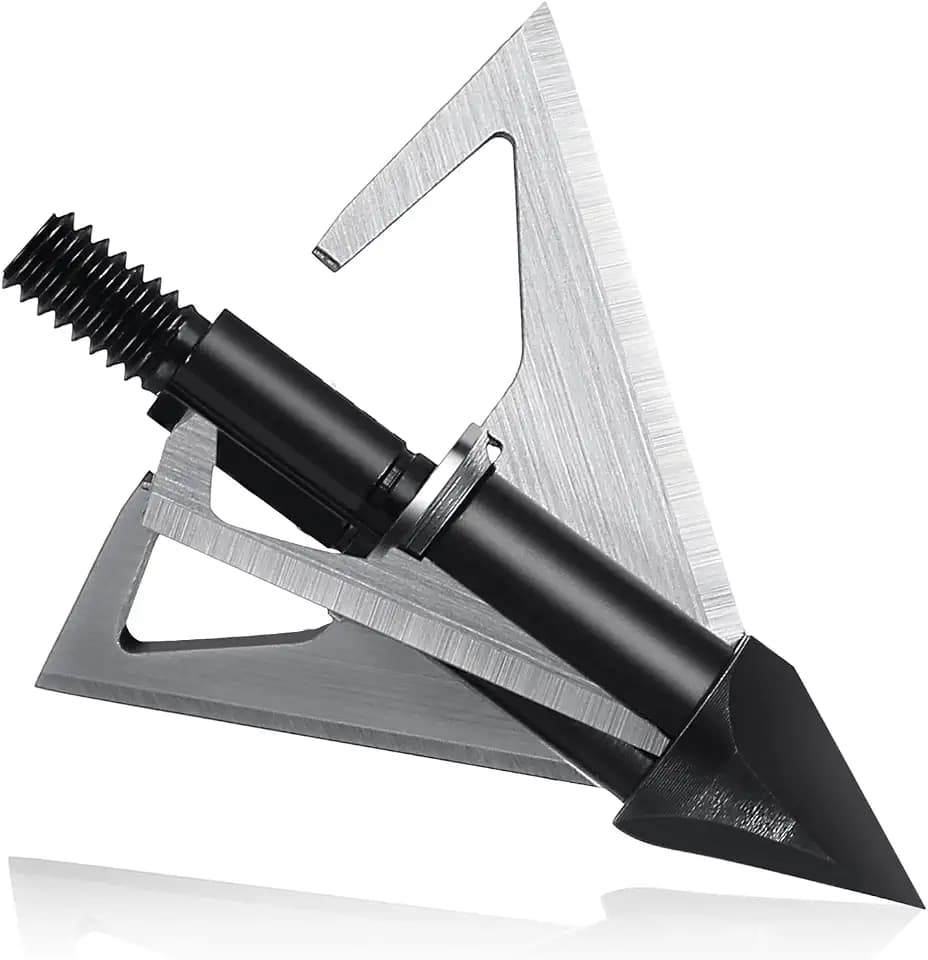 DEEPOWER Archery Broadheads 100 125 Grain 3 Blades Hunting Arrow Heads Arrow Tips Compatible with Crossbow and Compound Bow 1+1/2 inch Cut