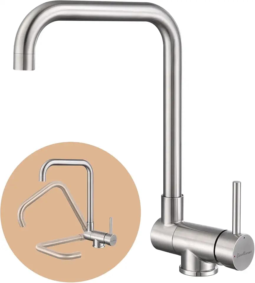 Wasserhahn Küche,vorfenster küchenarmatur klappbar，Hochdruck Kitchen Faucet 360°Drehbar Edelstahl Spültischarmatur Küchenspüle Armatur mit Brause Armatur und Mischbatterie-Langlebig