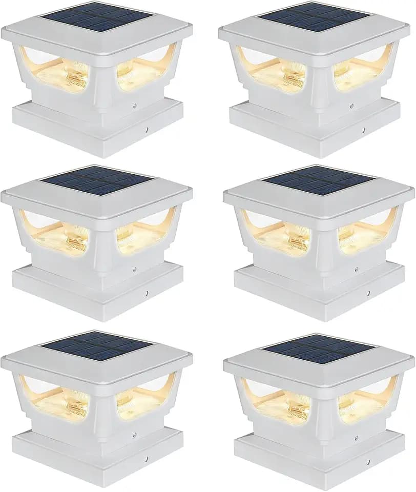 Sumaote Solar Post Cap Lights for 3x3 Metal/Vinyl & 4x4 Wood Posts, 6 Pack