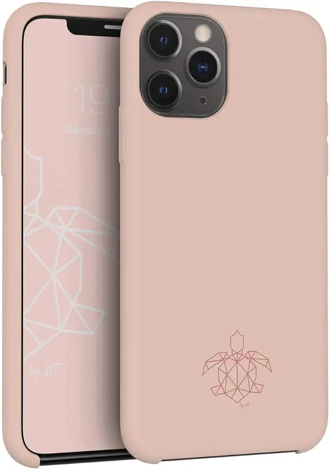turtleandcase Silikonhülle für iPhone 11 Pro (5,8") - Liquid Silicone Case - Kostenloses Panzerglas - Hochwertiges Silikon Schutz - Kratzfestes Mikrofaserfutter Schutzcase (Sand Pink)