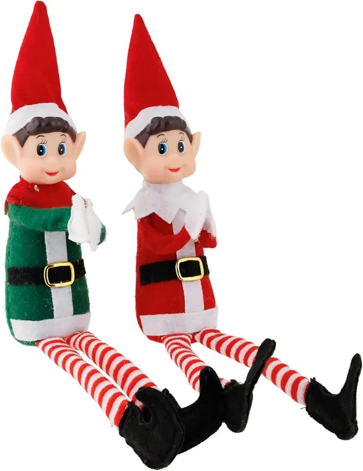Weihnachtself aus Textil, rot und grün, 36 cm hoch, Sortiert