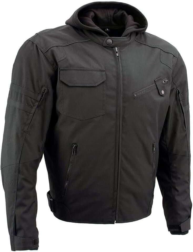 Milwaukee Leather Men's Flight 1300D Nylon Motorcycle Jacket with CE Armor and Removable Hoodie - MPM17017