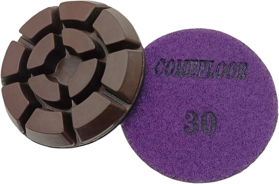 Diamond Floor Polishing Pads, 3 Inch Resin Bond Hook and Loop Polishing Pucks for Concrete, Terrazzo, Marble, Granite, Grit 30, 9PCS
