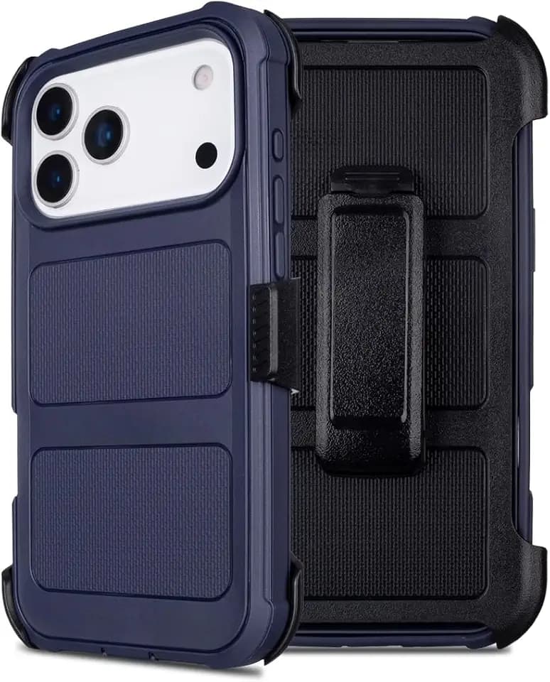 Protective Case for iPhone 17 Pro Max Case Belt Clip Holster Kickstand Blue