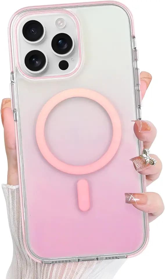 Bonoma for iPhone 15 Pro Max Case Iridescent Crystal Clear Back -Pink
