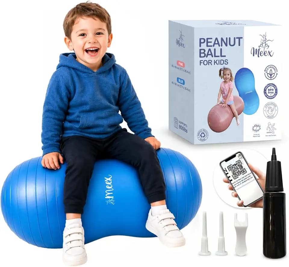 Meex Sensory Peanut Ball for Kids Therapy and Exercise - Enhance Balance, Motor Skills and Physical Therapy Calming Development with Our Yoga Ball - Flexible Seating for Autistic Children