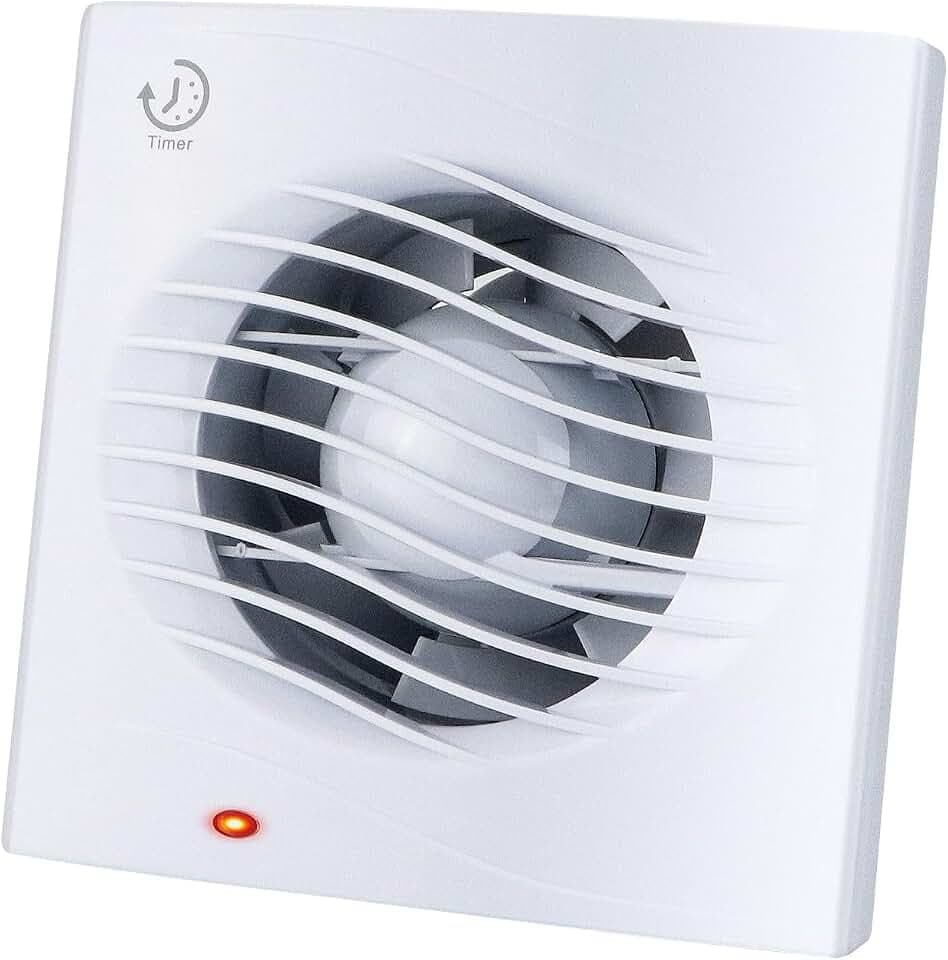 Anesty Badlüfter 100mm mit Nachlauf Timer, 12W 130m³/h Abluftventilator Leiser Badezimmer Lüfter mit Rückschlagventil – für Garage, Küche, WC, Fenster/Wandmontage (Weiß)