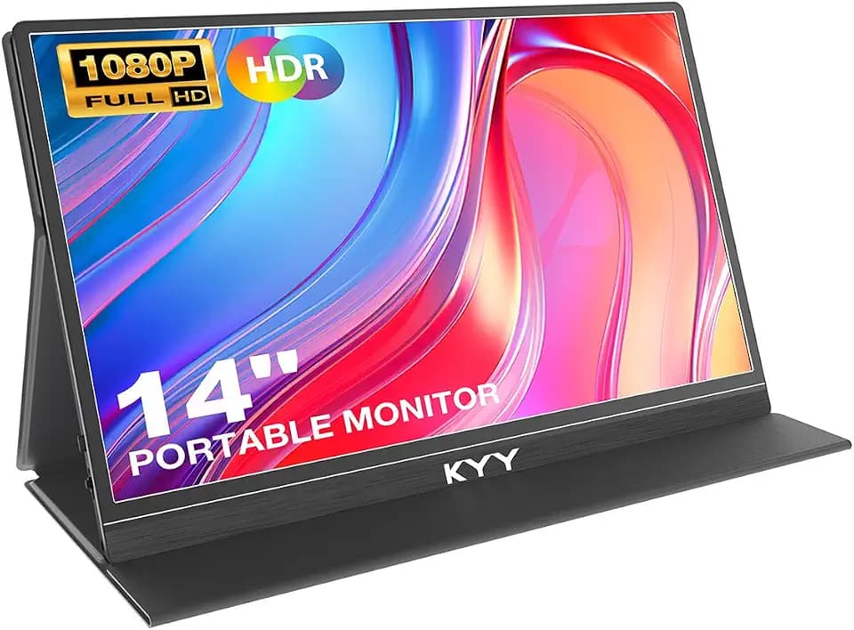 KYY Portable Laptop Monitor,14"1080P Travel Computer Screen with VESA Mount
