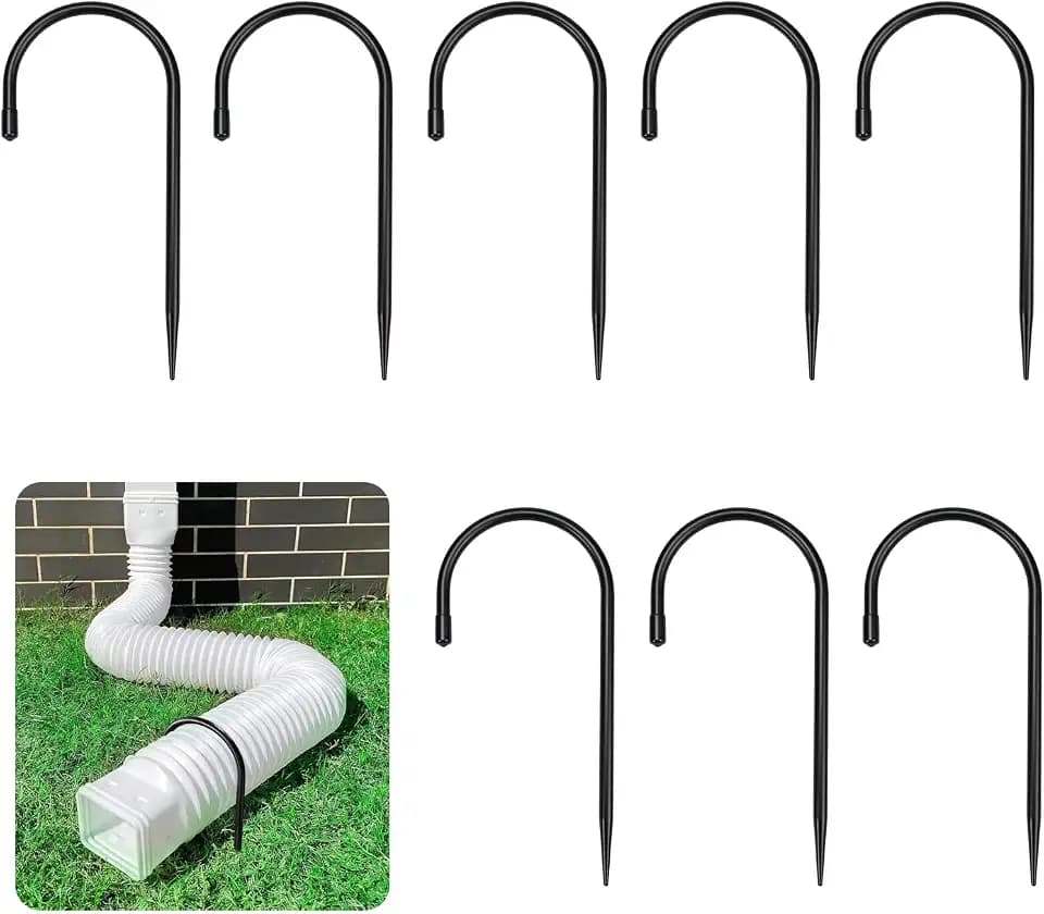 Iron Downspout Extension Fixing Pin, 4" Anchor Stake, Black 8 Pack