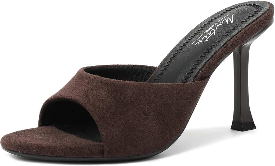 Mostrin Kitten Heels for Women Round Toe Heels With Bow Vintage Mules Sexy Slip on Stiletto Backless Sandals for Party Daily