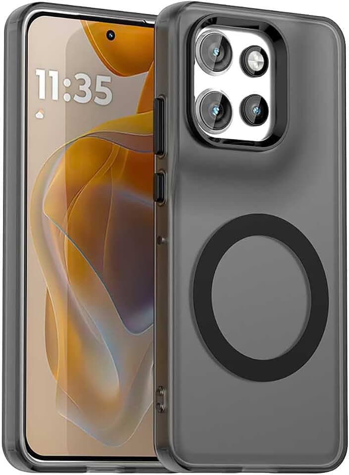 YUECXIN Magnetisch Hülle für Motorola Edge 50 Neo/Edge 60 Neo/ThinkPhone 25 Kompatibel mit MagSafe Kabellosem Laden, Ultra Dünn Durchscheinende Matt Handyhülle TPU Stoßfest Schutzhülle. Schwarz