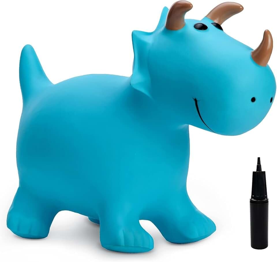 U&C Planet Hüpftier für Kinder ab 1 Jahr, Aufblasbare Hüpf-Dino mit Pumpe