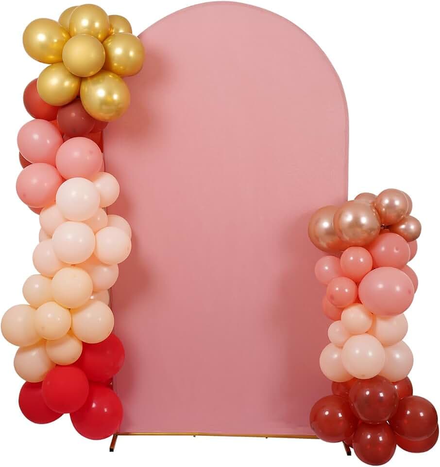 Peomeise 7.2FT Wedding Arch Cover，Dusty Rose Arch Backdrop Cover Stretchy Spandex Backdrop Stand Covers for Birthday Party Ceremony Banquet Decor(86.4" L x 48" W)