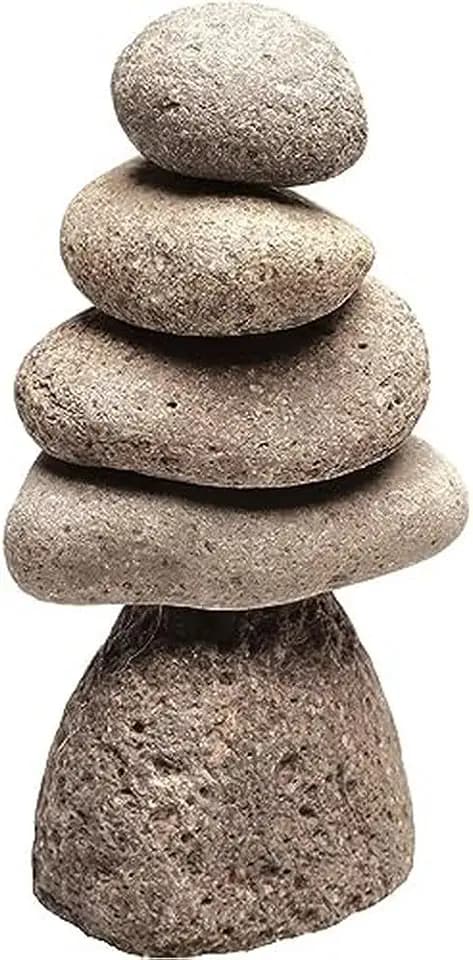 Ancient Graffiti Medium 5-Stone Natural River Stone Cairn, Multicolor, 8in