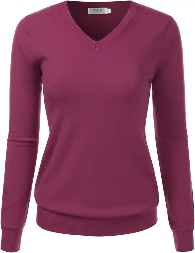 Women's V-Neck Long Sleeve Pullover Premium Soft Knitted Sweater (S-XXL)