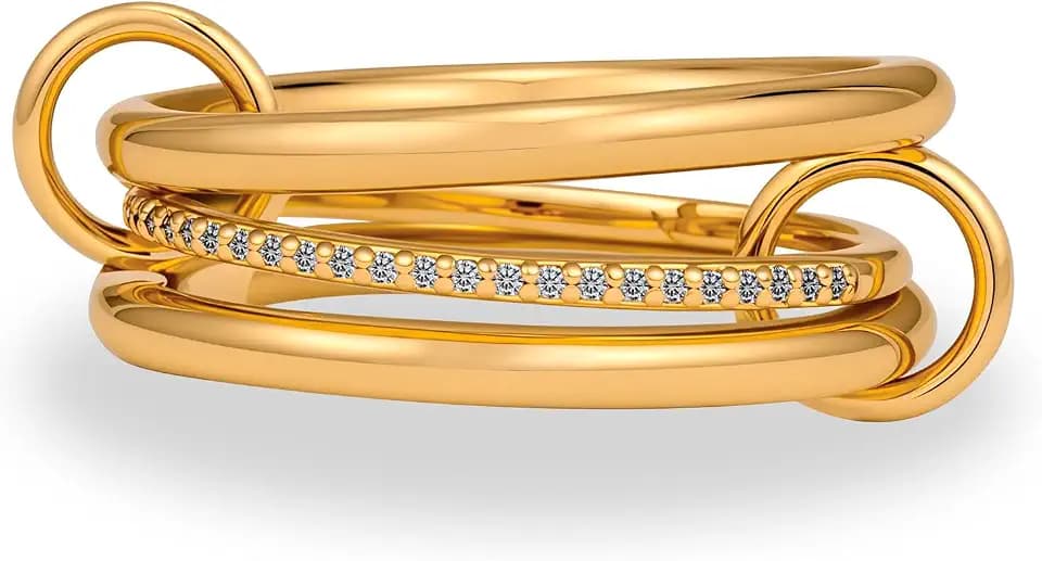 Ceniaioe Gold Rings for Women Fidget Ring Silver Oura Rings for Women Anxiety Ring Stackable Thumb Cubic Zirconia Rings