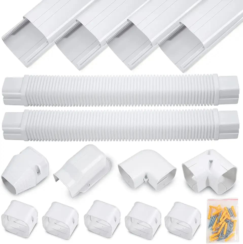 DWALE 3" 17Ft PVC Decorative Line Set Cover Kit, Mini Split line Set Cover,for Ductless Mini Split Air Conditioner and Central AC and Heat Pumps