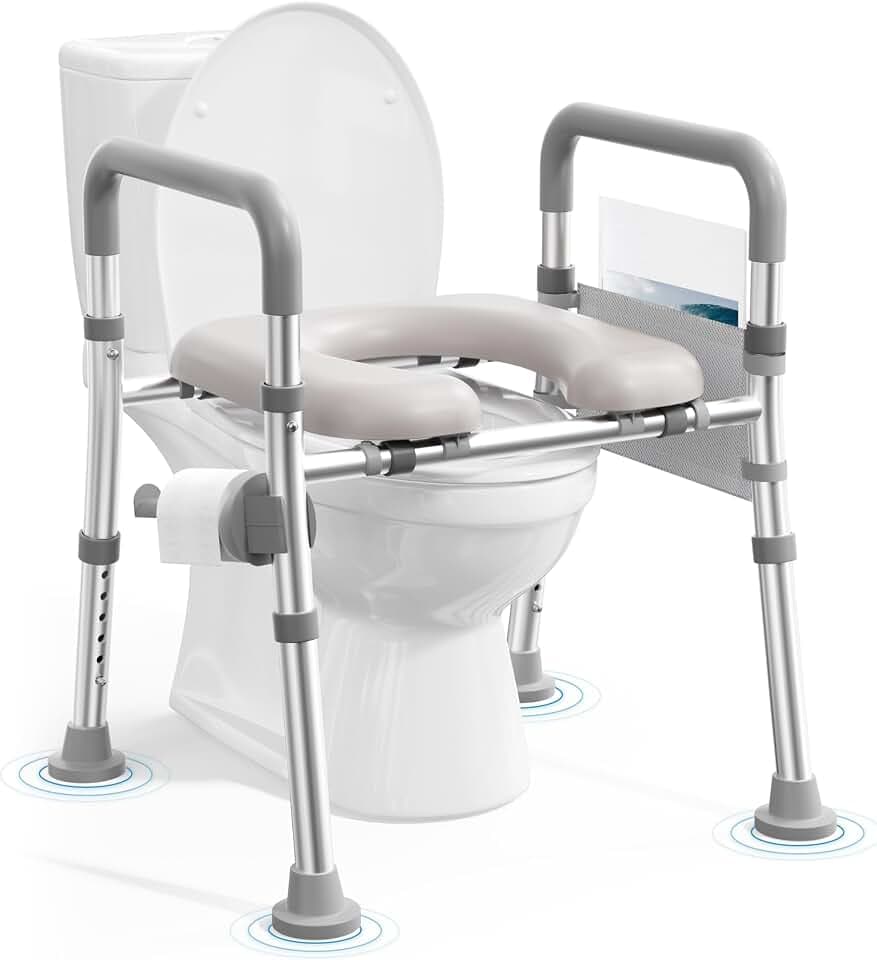 soundfuse Heavy Duty Raised Toilet Seat with Handles for Senior, 400 lbs